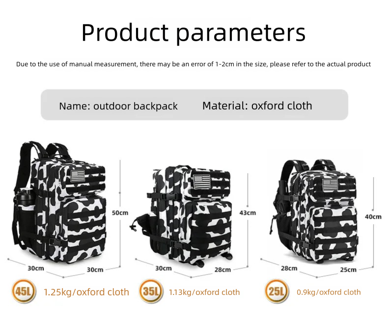 45L/35L/25L Tactical Backpack  - Hiking Backpack Waterproof review and price